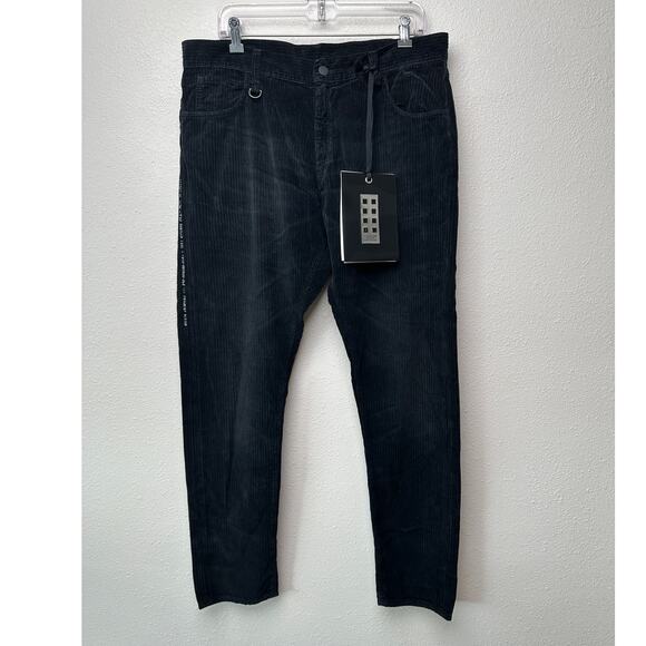 NWT Moncler 7 Fragment Corduroy Pants Black Men’s 50 Side Code Print - Picture 1 of 16